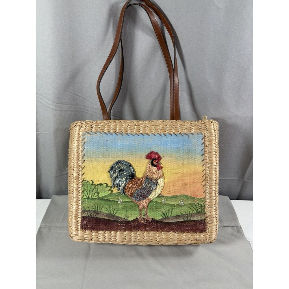 Cappelli Straworld Tote~Handbag~Woven ROOSTER~Chicken~
